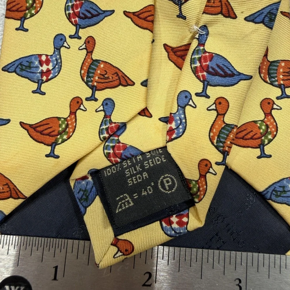 Ermenegildo Zegna Tie Mens One Size Yellow Animal Print Made In Italy Necktie